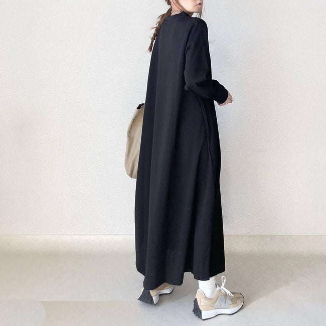 Loose Slimming Round Neck Pouch Long Sleeve Dress Women Main Image