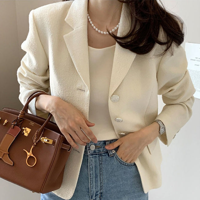 Slim-fit Tweed Jacket Long-sleeve Blazer Hover Image