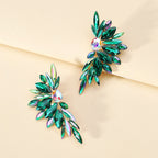 Luxury Crystal Wing Stud Earrings Statement Rhinestone Sparkly Elegant Jewelry For Women Party Wedding Bridal Prom