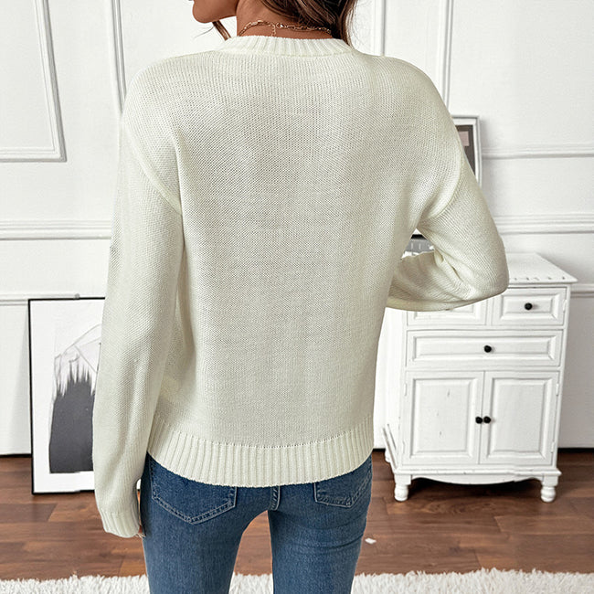 Sweet Crew Neck Pullover Sweater Women Main Image