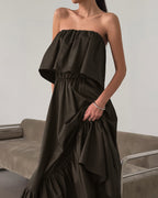 Fashionable Ruffled Strapless Dress