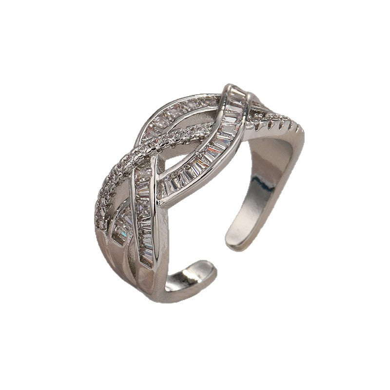 Bagues de couple Bagues réglables zircon croix