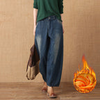 Lantern Jeans For Women Retro Wide Leg Casual