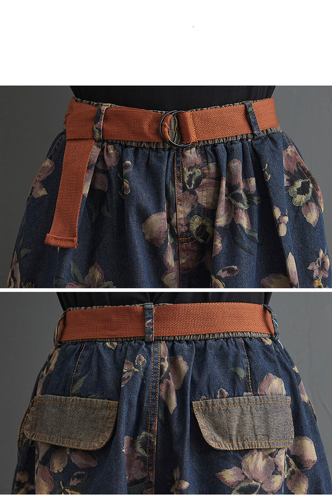 New Fat Sister Print Thin Wide Leg Shorts Women Main Image