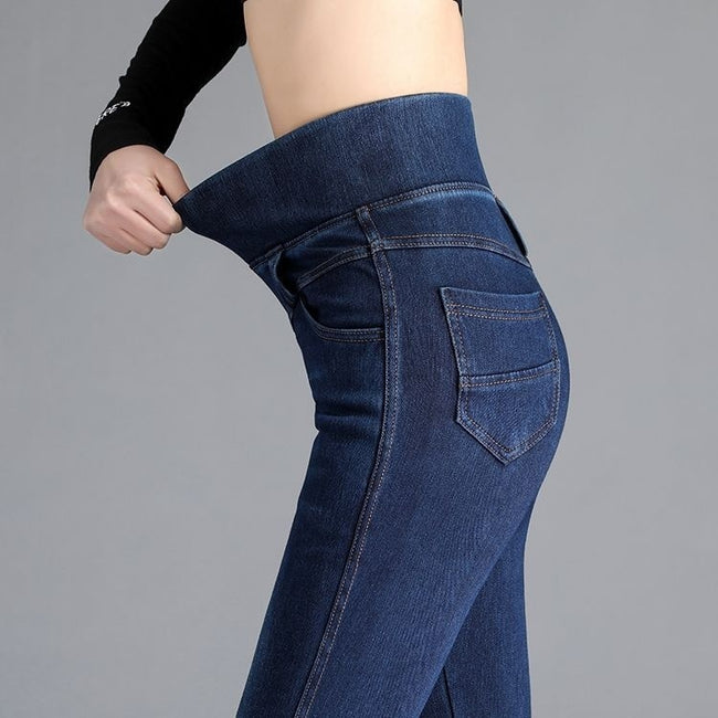 Elastic Waist High Waist Jeans For Women Spring And Autumn Hover Image
