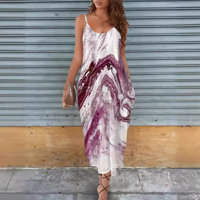 Women's Fashion Printed Loose Sling Dress Hover Image