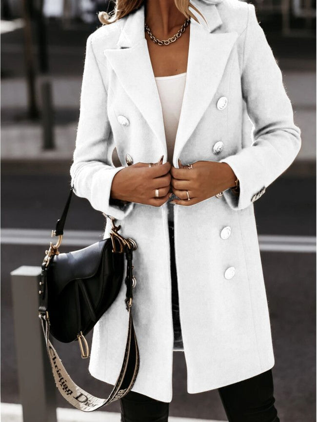 Long-sleeve Blazer-collar Double-breasted Nizi Coat Main Image