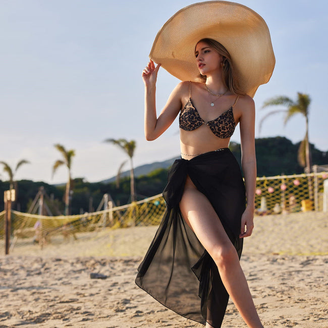 Women's Sarong Swimsuit Blouse Chiffon Long Bikini Hover Image