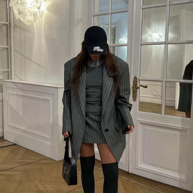 Striped Blazer & Skirt Suit Two-piece Suit Main Image
