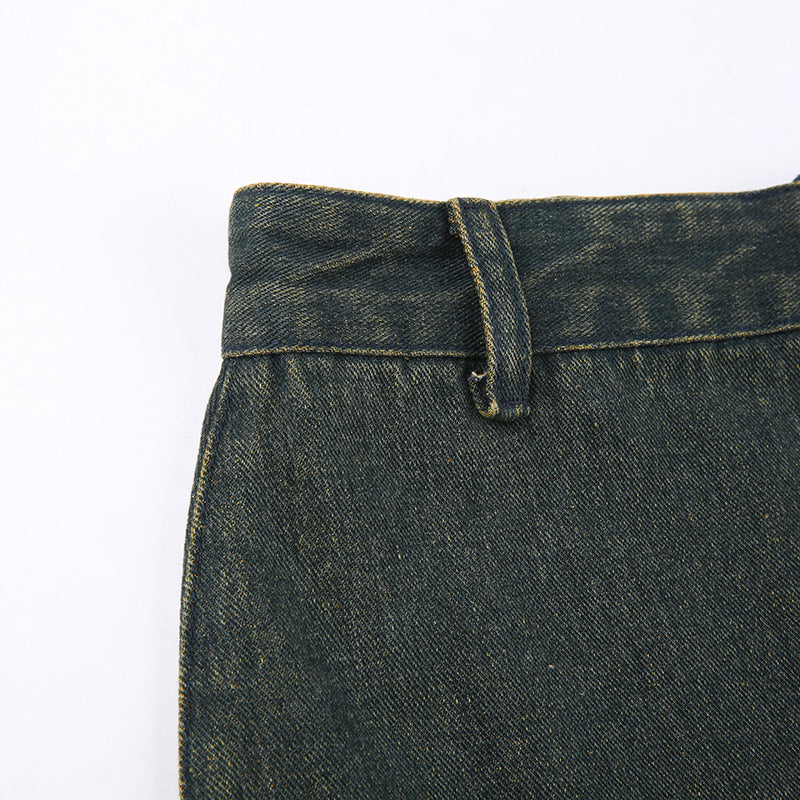 Women's Five-pointed Star Retro Fishtail Denim Skirt