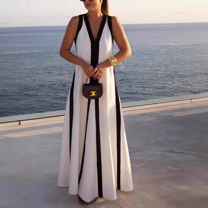 New Women's Contrast Color Fashion Casual Dress