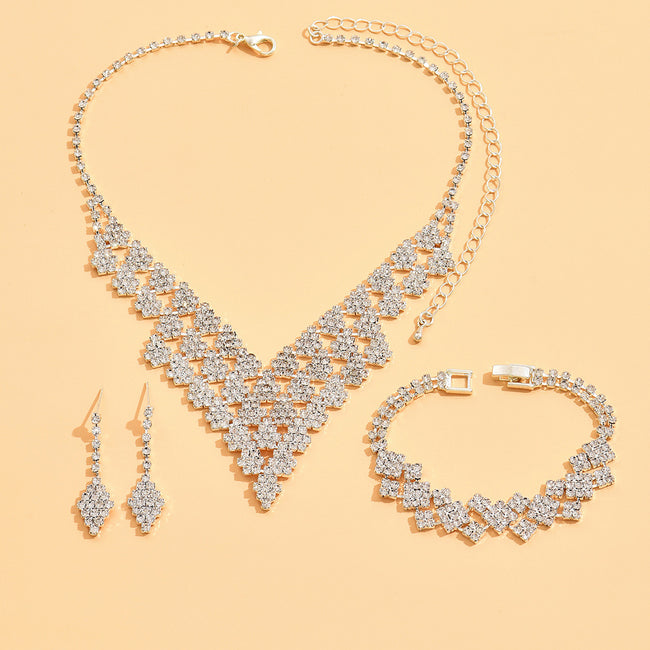 Diamond-shaped Jewelry Necklace Bracelet Earrings For Women Main Image