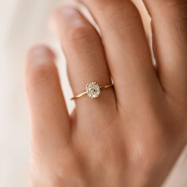 925 Sterling Silver Round Zircon Crystal Rings Women Jeweled Hover Image