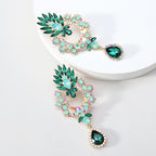 Luxury Full Rhinestone Teardrop Pendant Large Earrings Elegant Fashion Statement Jewelry Women Party Prom Wedding Accessories