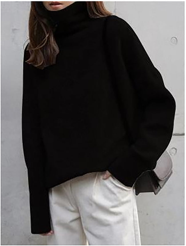 Turtleneck Pure Cashmere Sweater Women Thick Sweater Loose Main Image