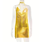 Metal Sequins Dress Rhinestone Women