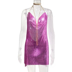 Metal Sequins Dress Rhinestone Women