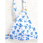 Split Printed Swimwear For Women With Sexy Chest Pads