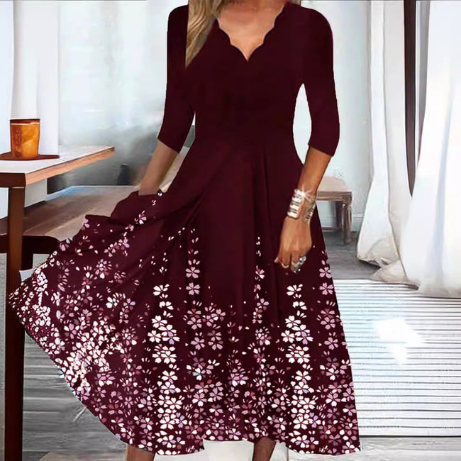 Women's Polka Dot Floral Wave Dress Main Image