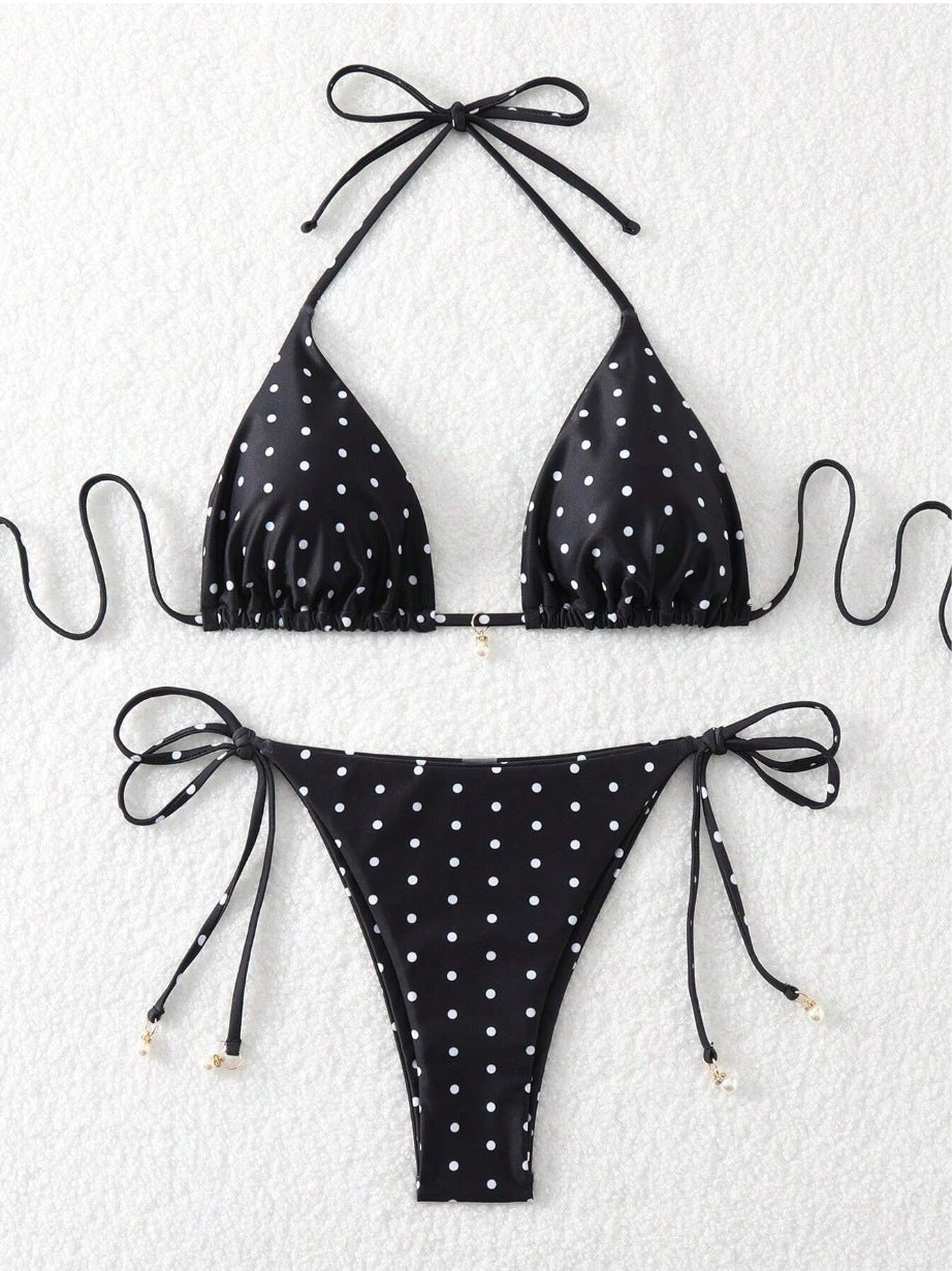 Womens Sexy Printed Drawstring Bikini Swimsuit