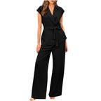 Suit Women's Fashion Solid Color Wide-leg Pants Two-piece Set