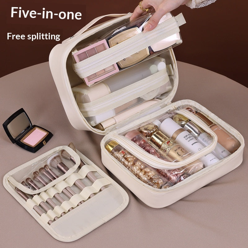5-in-1 Multi-Functional Partitioned PU Makeup Bag