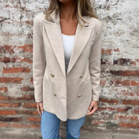Autumn And Winter Leisure Solid Color Woolen Blazer Main Image