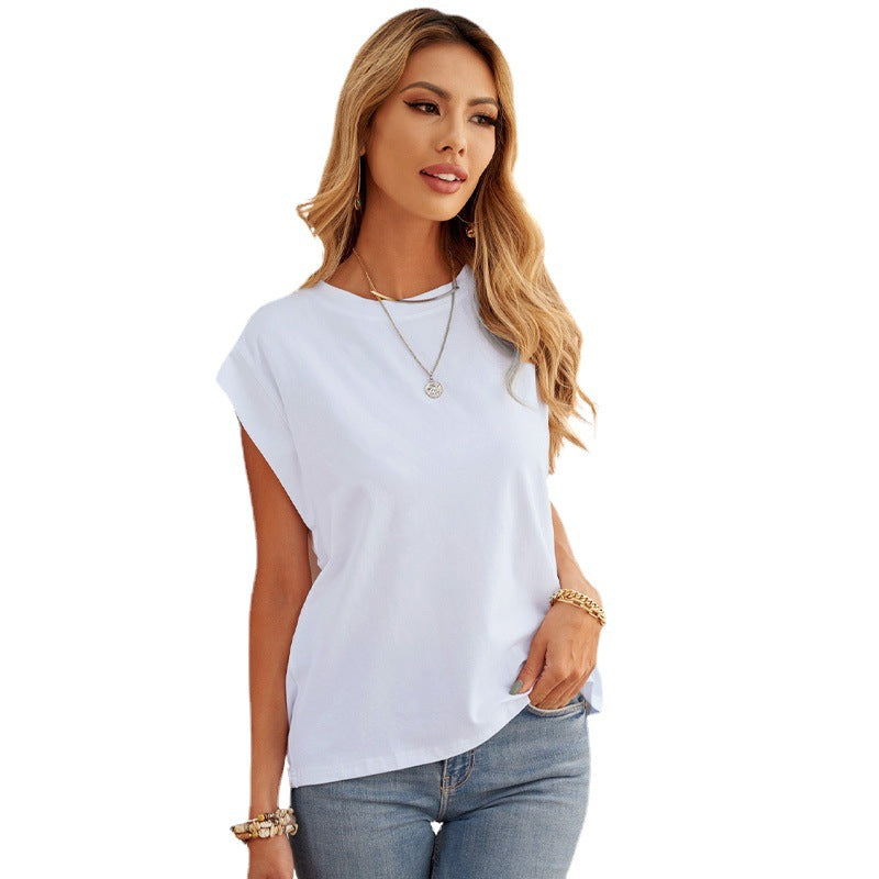 European And American Summer Loose Knitted Bottoming Shirt Sleeveless Round Neck Shirt Women
