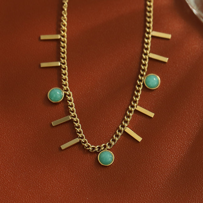 Fashion Necklace 14K Gold Plated Stainless Steel Zircon Pendant Necklace Jewelry Women Hover Image