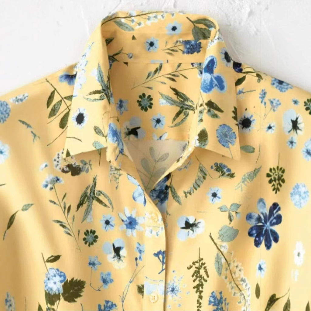 Elegant And Fashionable Printed Long-sleeve Blouse For Women In Europe And America