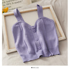 Sweet Wind Love Button Short Cropped Knitted Vest Women