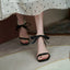 Fashion French Pearl Strap Leather Thick Heel Sandals Women