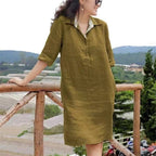 New V-neck Loose Mid-length Dress Women