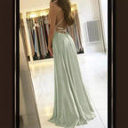 Amazon Long European And American Style Dress Slim Strap Back-to-back Dress High Slit Dance Host Dress