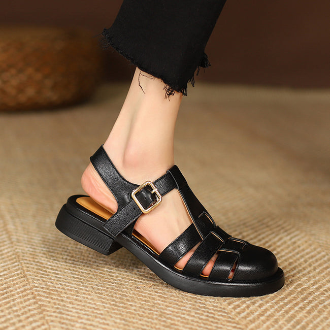 Women With Thick Heel Round Toe Roman Sandals Main Image