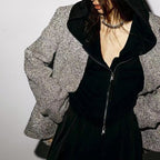Elegant Silver Classic Style Spring Shiny Silver Blazer