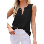 Solid-color V-neck Loose-fitting Womens Camisole