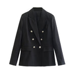 Autumn Women's Double-Breasted Slim-Fit Blazer