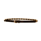 European And American Simple Women's Metal Chain Woven PU Stitching Belt Punk Versatile Simple Waist Chain