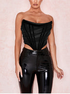 Fashion Herringbone Mesh Bra And Vest Women Short Top