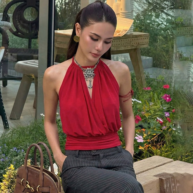 Sexy Deep V-Neck Camisole Womens Fashion Waist-Cinching Lace-Up Bustier Main Image