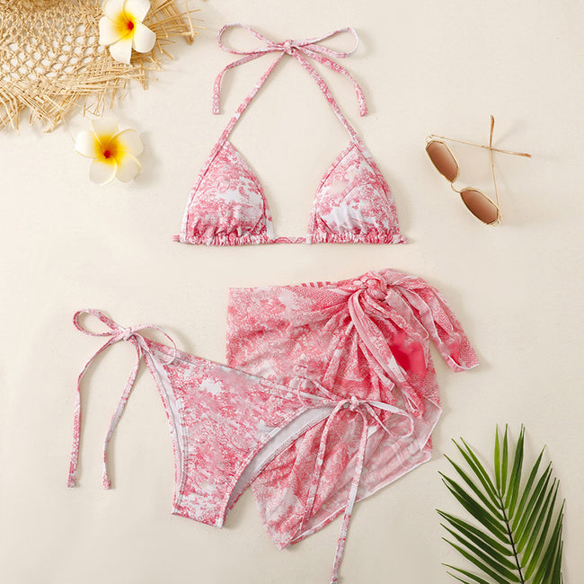 Women's Ink Printed Mesh Sunscreen Bikini Hover Image