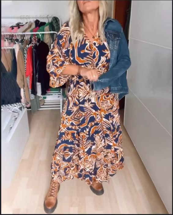 Printed Long Slimming Dress
