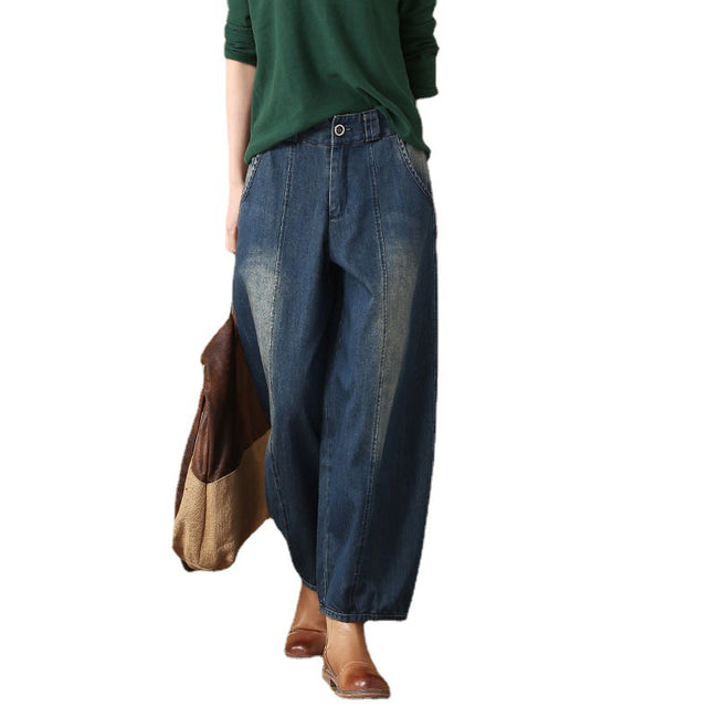 Lantern Jeans For Women Retro Wide Leg Casual Main Image