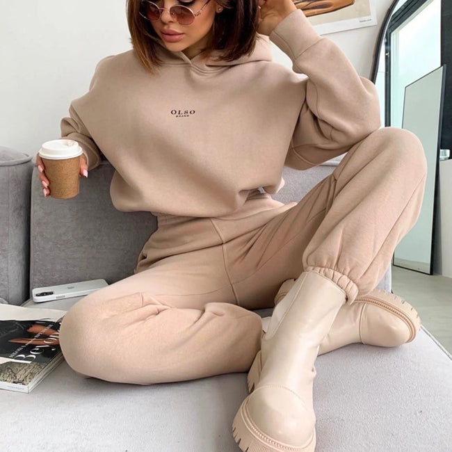 Women's Knitted Fleece Casual Suit Two-piece Set Hover Image