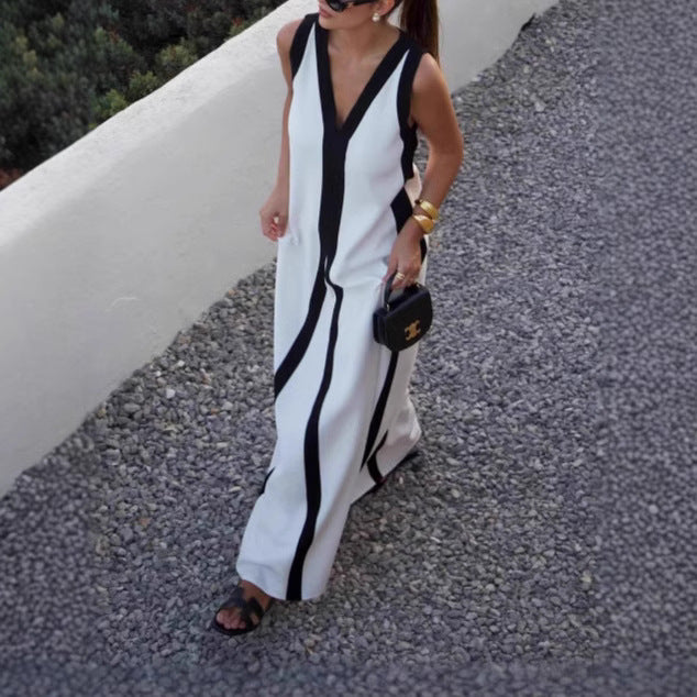 New Women's Contrast Color Fashion Casual Dress
