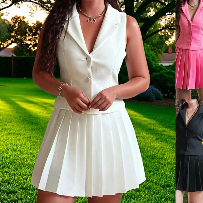 Women's Sleeveless Large Lapel Fashion Casual Set Two-piece Suit Hover Image