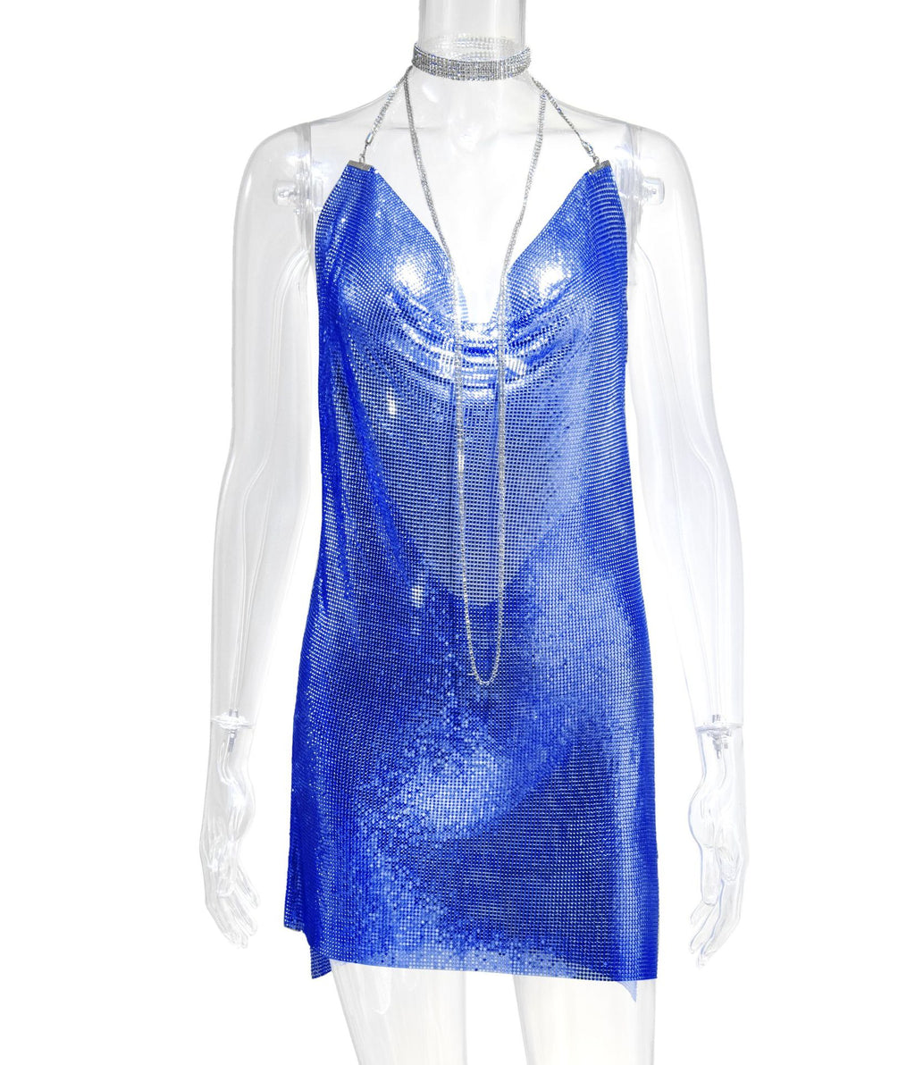 Metal Sequins Dress Rhinestone Women