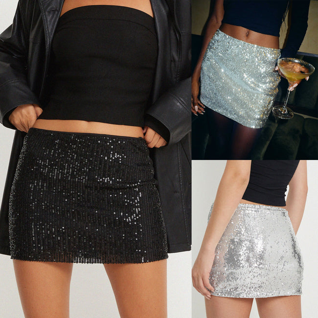Irregular Size Sequin Fashion Miniskirt Hover Image