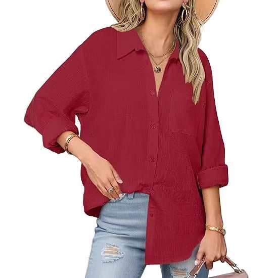 Chemise décontractée à manches longues pour femme